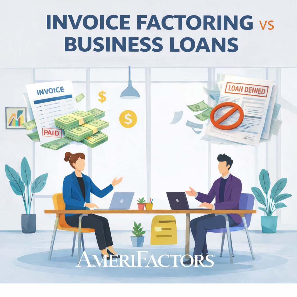 Invoice factoring vs business loans comparison for business funding by AmeriFactors